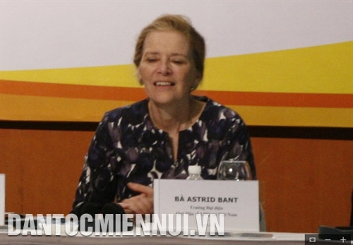 Bà Astrid Bant - Trưởng đại diện Quỹ dân số Liên hợp quốc tại Việt Nam phát biểu tại hội thảo. Ảnh: Phan Ngọc Đức - TTXVN