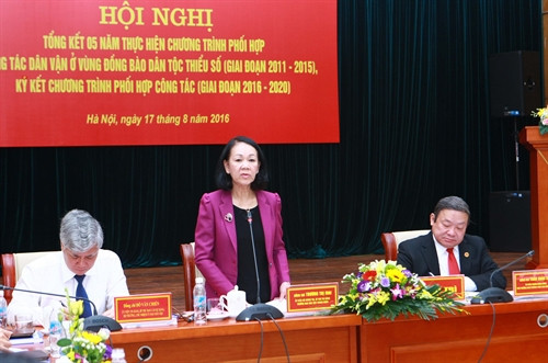 Đồng chí Trương Thị Mai, Ủy viên Bộ Chính trị, Bí thư Trung ương Đảng, Trưởng Ban Dân vận Trung ương phát biểu. Ảnh: Doãn Tấn – TTXVN Đồng chí Trương Thị Mai, Ủy viên Bộ Chính trị, Bí thư Trung ương Đảng, Trưởng Ban Dân vận Trung ương phát biểu. Ảnh: Doãn Tấn – TTXVN