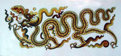 Hình tượng rồng thời Lý với thân tạo hình dòng sông. Ảnh: TTXVN