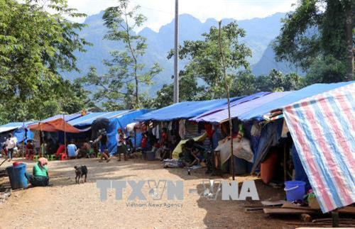 Cuộc sống của bà con bản Sáng Tùng dần ổn định sau lũ. Ảnh: Công Tuyên-TTXVN