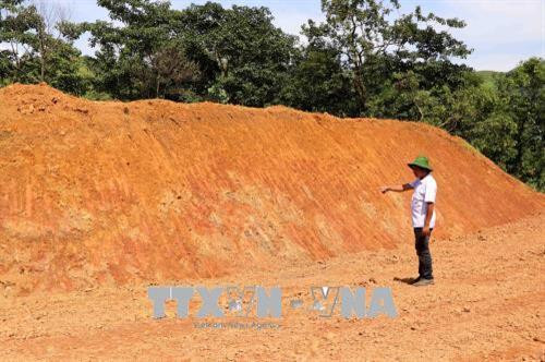 Mặt bằng tái định cư mới đang được huyện Sìn Hồ cho bà con bản Sáng Tùng bốc thăm chia lô để xây dựng lại nhà mới. Ảnh: Công Tuyên-TTXVN