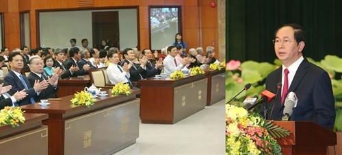 Chủ tịch nước Trần Đại Quang phát biểu tại Lễ kỷ niệm 40 năm Thành phố Sài Gòn-Gia Định chính thức mang tên Chủ tịch Hồ Chí Minh (2/7/1976 - 2/7/2016). Ảnh: Nhan Sáng-TTXVN Chủ tịch nước Trần Đại Quang phát biểu tại Lễ kỷ niệm 40 năm Thành phố Sài Gòn-Gia Định chính thức mang tên Chủ tịch Hồ Chí Minh (2/7/1976 - 2/7/2016). Ảnh: Nhan Sáng-TTXVN