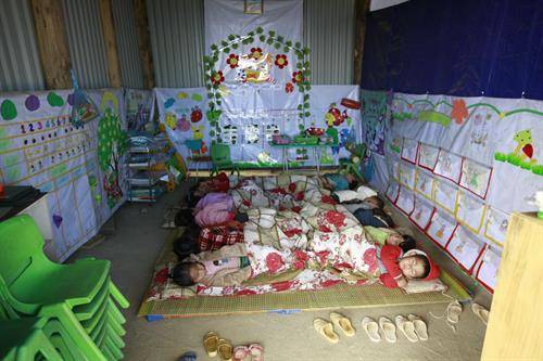 Một lớp học của điểm trường mầm non trong bản Nậm Tần Mông 1
