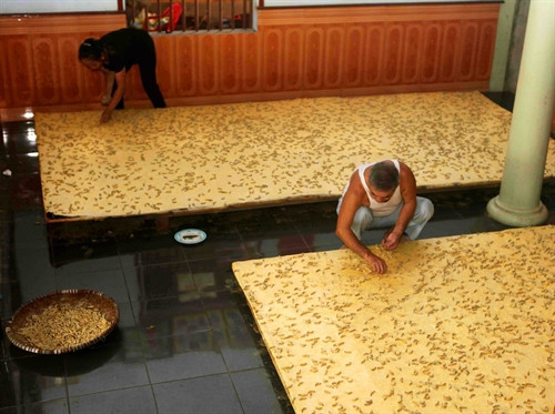 Người nuôi tự điều khiển cho tằm nhả tơ thành tấm với những kích thước đã định sẵn mà không cần dệt theo kiểu truyền thống. Người nuôi tự điều khiển cho tằm nhả tơ thành tấm với những kích thước đã định sẵn mà không cần dệt theo kiểu truyền thống.