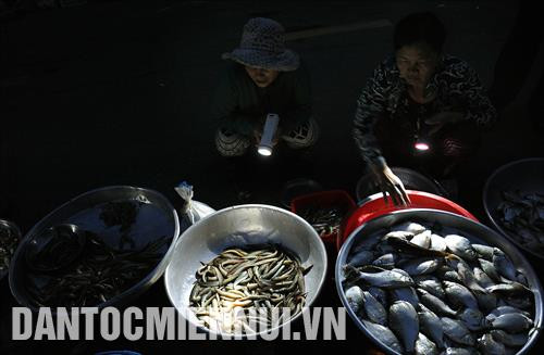 Nhiều loại cá đồng tươi ngon được bày bán tại phiên chợ