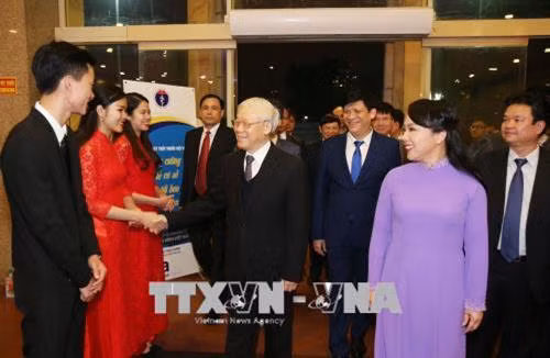 Tổng Bí thư Nguyễn Phú Trọng đến dự Lễ kỷ niệm. Ảnh:Trí Dũng – TTXVN.