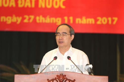 Đồng chí Nguyễn Thiện Nhân phát biểu chỉ đạo hội nghị. Ảnh: Thanh Vũ-TTXVN Đồng chí Nguyễn Thiện Nhân phát biểu chỉ đạo hội nghị. Ảnh: Thanh Vũ-TTXVN