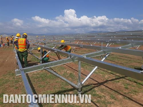 Gia đình chị Nguyễn Thị Kim Loan, người dân tộc Chăm ở xã Phước Minh, huyện Thuận Nam vay vốn chương trình cho vay hộ nghèo đầu tư nuôi cừu mang lại hiệu quả kinh tế cao. Ảnh: Trần Việt Hội viên nông dân huyện Ninh Sơn liên kết trồng mía cánh đồng lớn cung cấp cho Nhà máy đường Phan Rang. Ảnh: Công Thử Thông qua đào tạo nghề, nông dân xã Phước Thuận, huyện Ninh Phước ứng dụng khoa học - kỹ thuật vào sản xuất nho cho năng suất, chất lượng cao. Ảnh: Nguyễn Thành Sau khi được đào tạo nghề, nhiều lao động nông thôn tỉnh Ninh Thuận đã tìm được việc làm trong các dự án điện mặt trời. Ảnh: Nguyễn Thành Nông dân phường Văn Hải ở thành phố Phan Rang - Tháp Chàm chăm sóc cây nha đam. Ảnh: Nguyễn Thành