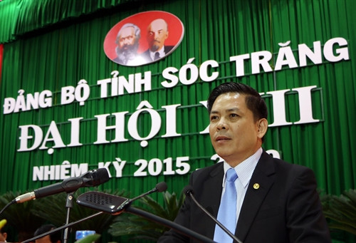 Đồng chí Nguyễn Văn Thể, Bí thư Tỉnh ủy Sóc Trăng khóa XIII phát biểu tại phiên bế mạc đại hội. Ảnh: Trung Hiếu – TTXVN