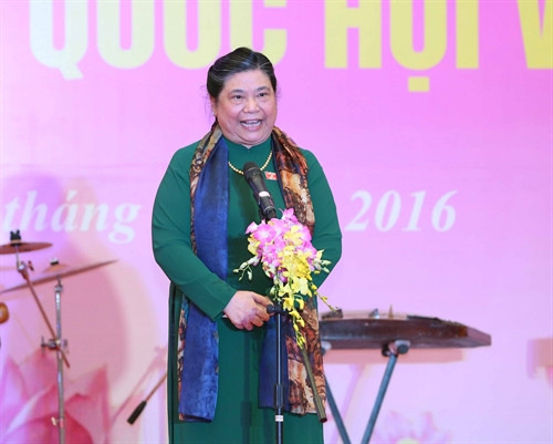 Chủ tịch Nhóm nữ đại biểu Quốc hội Việt Nam, Phó Chủ tịch Quốc hội Tòng Thị Phóng phát biểu tại Lễ ra mắt. Ảnh: Phương Hoa – TTXVN