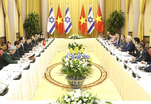 Chủ tịch nước Trần Đại Quang hội đàm với Tổng thống Nhà nước Israel Reuven Ruvi Rivlin. Ảnh: Nhan Sáng- TTXVN Chủ tịch nước Trần Đại Quang hội đàm với Tổng thống Nhà nước Israel Reuven Ruvi Rivlin. Ảnh: Nhan Sáng- TTXVN