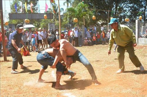 Các đô vật thi đấu trong Lễ Khai hạ. Ảnh: Tuấn Anh - TTXVN Các đô vật thi đấu trong Lễ Khai hạ. Ảnh: Tuấn Anh - TTXVN
