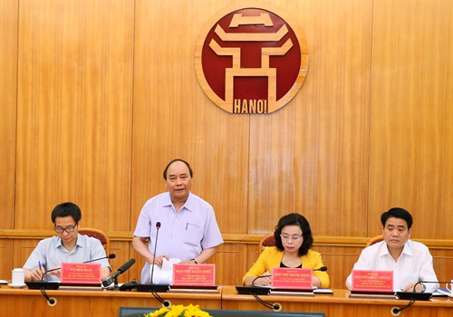 Thủ tướng Nguyễn Xuân Phúc phát biểu tại buổi làm việc. Ảnh: Thống Nhất-TTXVN