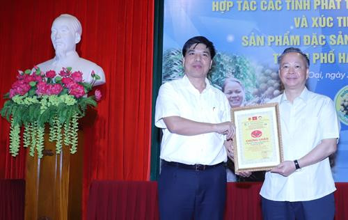 Phó Chủ tịch Thường trực Ủy ban Nhân dân Thành phố Hà Nội Nguyễn Văn Sửu đánh giá cao những nỗ lực của ngành Nông nghiệp Hà Nội và huyện Quốc Oai trong việc phát triển các nông sản, đặc sản có giá trị kinh tế cao, đặc biệt là sản phẩm nhãn chín muộn. Phó Chủ tịch Thường trực Ủy ban Nhân dân Thành phố Hà Nội Nguyễn Văn Sửu trao chứng nhận QR code truy xuất nguồn gốc sản phẩm nhãn chín muộn cho huyện Quốc Oai. Ký cam kết hợp tác các tỉnh phát triển sản xuất, quảng bá và xúc tiến tiêu thụ sản phẩm đặc sản nhãn chín muộn Hà Nội.