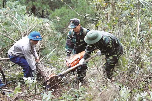 Cán bộ, chiến sĩ đồn Biên phòng Ba sơn cùng đồng bào phát quang đường, thông tầm nhìn biên giới Cán bộ, chiến sĩ đồn Biên phòng Ba sơn cùng đồng bào phát quang đường, thông tầm nhìn biên giới