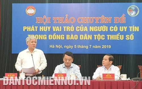 Đồng chí Đỗ Văn Chiến, Ủy viên Trung ương Đảng, Bộ trưởng, Chủ nhiệm Ủy ban Dân tộc phát biểu tại Hội thảo. Ảnh: Hoàng Hải Đồng chí Đỗ Văn Chiến, Ủy viên Trung ương Đảng, Bộ trưởng, Chủ nhiệm Ủy ban Dân tộc phát biểu tại Hội thảo. Ảnh: Hoàng Hải