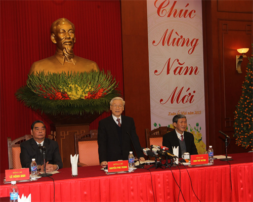 Tổng Bí thư Nguyễn Phú Trọng bày tỏ vui mừng được gặp mặt đông đủ các đại biểu đại diện cho đội ngũ trí thức, nhà khoa học, văn nghệ sỹ cả nước. Ảnh: Trí Dũng - TTXVN Tổng Bí thư Nguyễn Phú Trọng bày tỏ vui mừng được gặp mặt đông đủ các đại biểu đại diện cho đội ngũ trí thức, nhà khoa học, văn nghệ sỹ cả nước. Ảnh: Trí Dũng - TTXVN