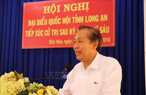 Phó Thủ tướng Trương Hòa Bình phát biểu tại buổi tiếp xúc cử tri. Ảnh: Bùi Giang - TTXVN Phó Thủ tướng Trương Hòa Bình phát biểu tại buổi tiếp xúc cử tri. Ảnh: Bùi Giang - TTXVN
