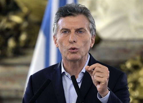 Tổng thống Argentina Mauricio Macri phát biểu tại Buenos Aires ngày 7/4. AFP/TTXVN