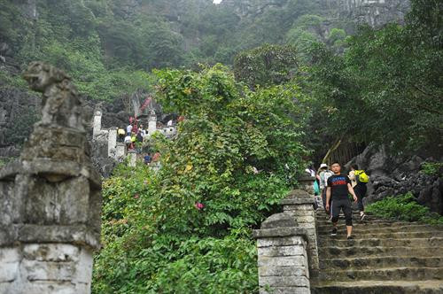 Đường lên Hang Múa được xây dựng mô phỏng theo kiến trúc Vạn Lý Trường Thành với gần 500 bậc đá. Ảnh: Minh Đức - TTXVN Đường lên Hang Múa được xây dựng mô phỏng theo kiến trúc Vạn Lý Trường Thành với gần 500 bậc đá. Ảnh: Minh Đức - TTXVN