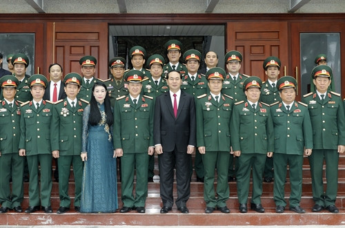 Chủ tịch nước Trần Đại Quang với các đại biểu tại Lễ kỷ niệm. Ảnh: Nhan Sáng-TTXVN