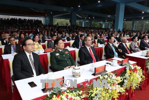 Các đồng chí lãnh đạo, nguyên lãnh đạo Đảng, Nhà nước và các đại biểu dự Lễ kỷ niệm. Ảnh: Trí Dũng - TTXVN