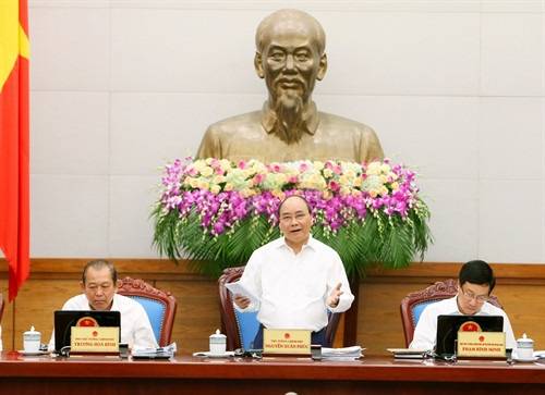 Thủ tướng Nguyễn Xuân Phúc chủ trì Phiên họp Chính phủ thường kỳ tháng 9/2016. Ảnh: Thống Nhất-TTXVN