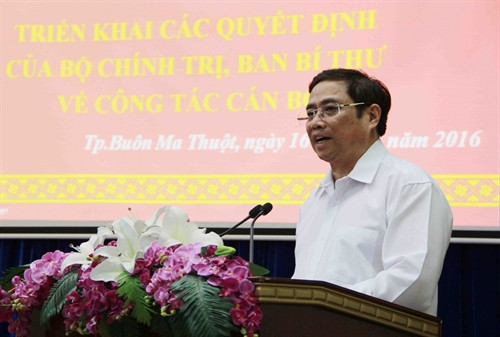 Đồng chí Phạm Minh Chính- Bí thư Trung ương Đảng,Trưởng Ban Tổ chức Trung ương phát biểu. Ảnh: Phạm Cường- TTXVN