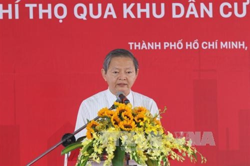 Phó Chủ tịch UBND Thành phố Hồ Chí Minh Lê Văn Khoa phát biểu tại lễ khởi công. Ảnh: Thanh Vũ-TTXVN Phó Chủ tịch UBND Thành phố Hồ Chí Minh Lê Văn Khoa phát biểu tại lễ khởi công. Ảnh: Thanh Vũ-TTXVN