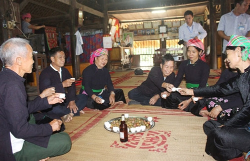 Khi thức dậy, việc đầu tiên trong ngày Tết Đoan Ngọ của đồng bào dân tộc Tày là “diệt sâu bọ”, bằng việc ăn các loại quả như mận, đào, dưa hấu.. và uống 1 chút rượu.. Diệt sâu bọ xong, các thành viên trong gia đình bắt đầu nấu ăn, chuẩn bị đồ lễ dâng cúng tổ tiên. Rất nhiều món ăn đặc sản bản địa được đồng bào Tày chuẩn bị trong ngày Tết Đoan ngọ. Lễ cúng tổ tiên do một bậc cao niên trong gia đình làm lễ. Trẻ em dân tộc Tày cũng dậy từ rất sớm và ăn quả để diệt sâu bọ. Tết Đoan ngọ còn là dịp để các thành viên trong gia đình đoàn tụ, cùng nhau nói chuyện vui vẻ, chúc cho nhau gặp những điều tốt lành trong cuộc sống.