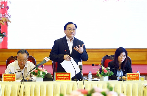 Đồng chí Hoàng Trung Hải, Bí thư Thành uỷ Hà Nội phát biểu. Ảnh: An Đăng – TTXVN