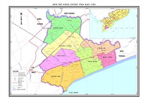 Bản đồ hành chính tỉnh Bạc Liêu