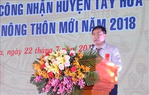Phó Chủ tịch UBND tỉnh Phú Yên Trần Hữu Thế phát biểu tại Lễ công bố. Ảnh: Phạm Cường-TTXVN
