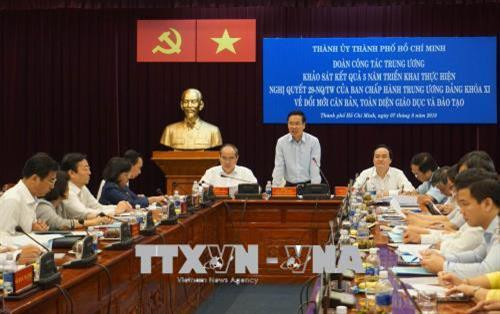 Quang cảnh buổi làm việc. Ảnh: Thu Hoài - TTXVN