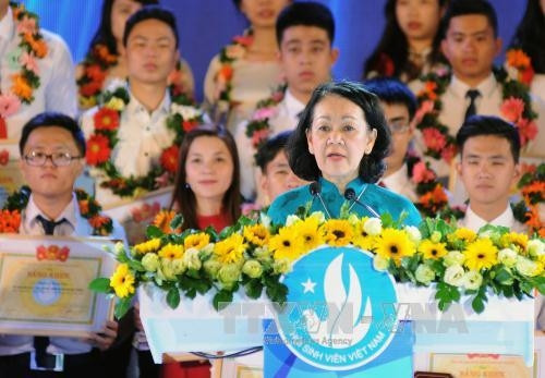 Trưởng Ban Dân Vận Trung ương Trương Thị Mai phát biểu tại lễ kỷ niệm. Ảnh: An Hiếu – TTXVN