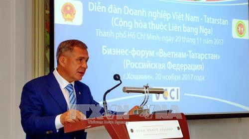 Tổng thống CH Tatarstan R.N.Minnikhanov phát biểu tại Diễn đàn. Ảnh: Thế Anh-TTXVN