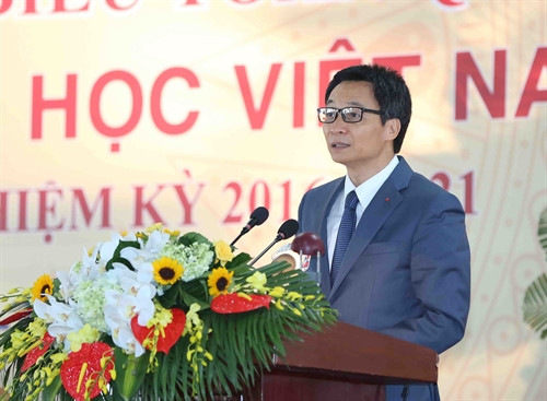 Phó Thủ tướng Vũ Đức Đam đến dự và phát biểu.tại Đại hội- Ảnh: Quý Trung- TTXVN