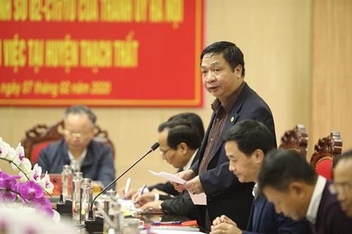 Phó Chánh Văn phòng Thường trực Văn phòng Điều phối Nông thôn mới thành phố Hà Nội Nguyễn Văn Chí thông tin về nội dung buổi làm việc.