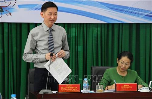 Phó Chủ tịch Ủy ban nhân dân Thành phố Hồ Chí Minh Trần Vĩnh Tuyến phát biểu tại hội nghị. Ảnh: Xuân Dự - TTXVN