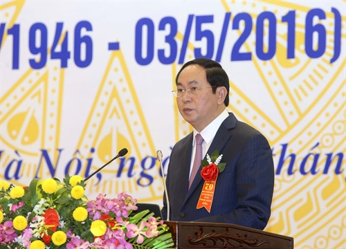 Chủ tịch nước Trần Đại Quang phát biểu tại buổi lễ. Ảnh: Nhan Sáng-TTXVN