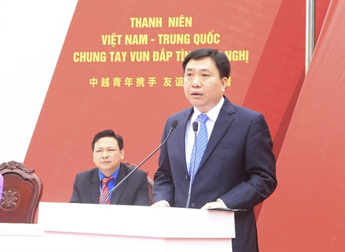 Bí thư Thường trực BCH Trung ương Đoàn Nguyễn Mạnh Dũng phát biểu. Ảnh: Phạm Kiên – TTXVN