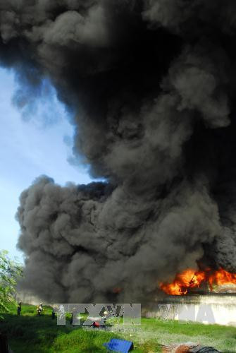 Hiện trường vụ cháy. Ảnh: Mạnh Linh – TTXVN