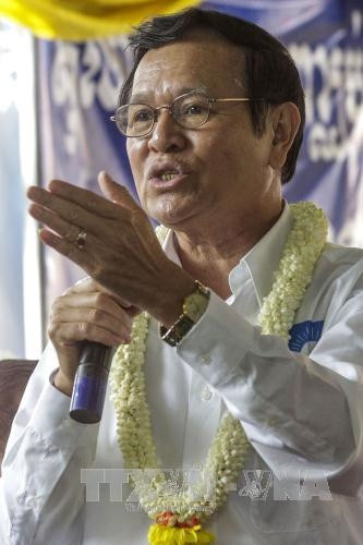 Ông Kem Sokha tại trụ sở đảng Cứu nguy dân tộc tại Phnom Penh ngày 02/3/2017. AFP/TTXVN