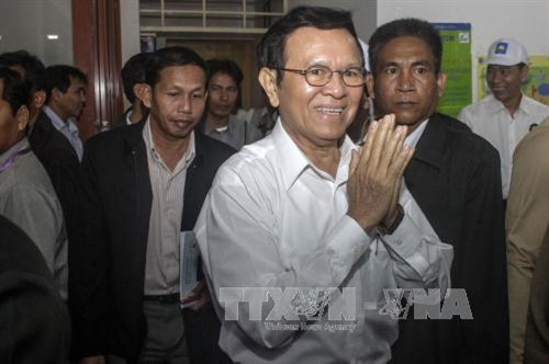 Ông Kem Sokha tại trụ sở đảng Cứu nguy dân tộc tại Phnom Penh ngày 02/3/2017. AFP/TTXVN