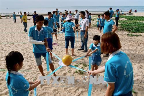 Phần thi gia đình vui khỏe. Ảnh: Hồng Hiếu- TTXVN