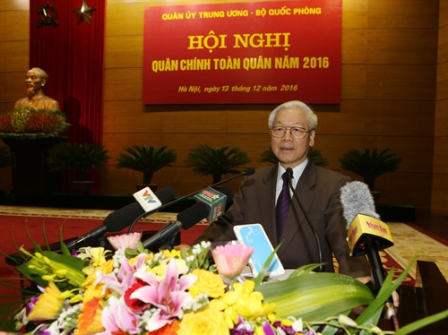 Tổng Bí thư Nguyễn Phú Trọng, Bí thư Quân ủy Trung ương phát biểu chỉ đạo tại Hội nghị quân chính toàn quân 2016. Ảnh: Trí Dũng – TTXVN Tổng Bí thư Nguyễn Phú Trọng, Bí thư Quân ủy Trung ương phát biểu chỉ đạo tại Hội nghị quân chính toàn quân 2016. Ảnh: Trí Dũng – TTXVN