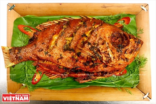 Cá được bày ra đĩa.