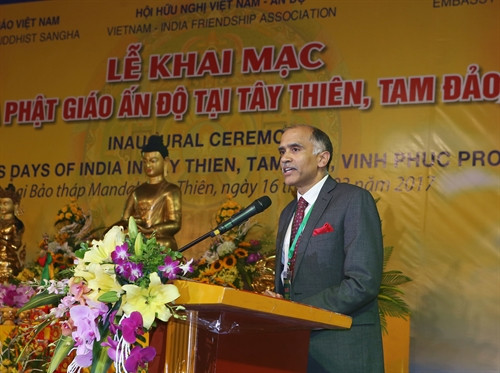 Ngài Đại sứ Đặc mệnh toàn quyền Cộng Hoà Ấn Độ tại Việt Nam phát biểu. Ảnh: Nguyễn Dân – TTXVN