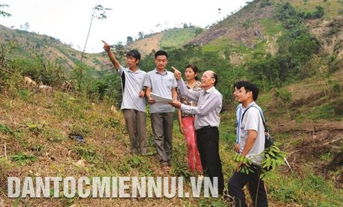 Cán bộ xã Trung Sơn, huyện Yên Sơn giao đất, giao rừng cho bà con dân tộc Vợ chồng anh Ngô Văn Khánh, người dân tộc Mông ở thôn Đồng Mộc, xã Trung Sơn, huyện Yên Sơn đã thoát nghèo nhờ tham gia trồng rừng