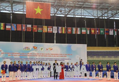 Quang cảnh lễ khai mạc Giải vô địch Taekwondo châu Á lần thứ 23. Ảnh: Xuân Dự - TTXVN